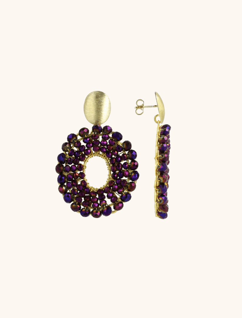 Metallic Purple Earrings Mia Oval S