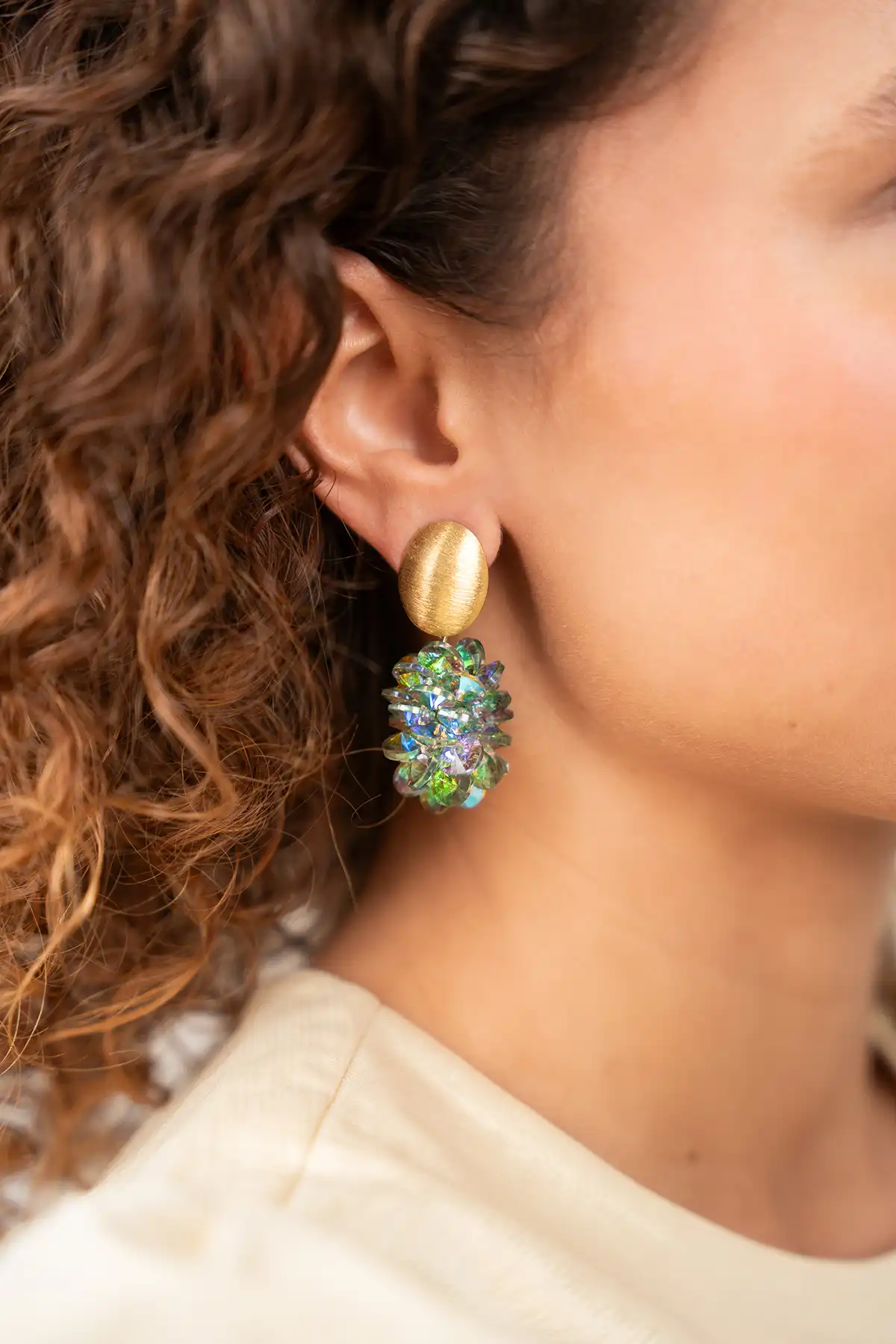 Metallic Green Oorbellen Crystal Grape Sam