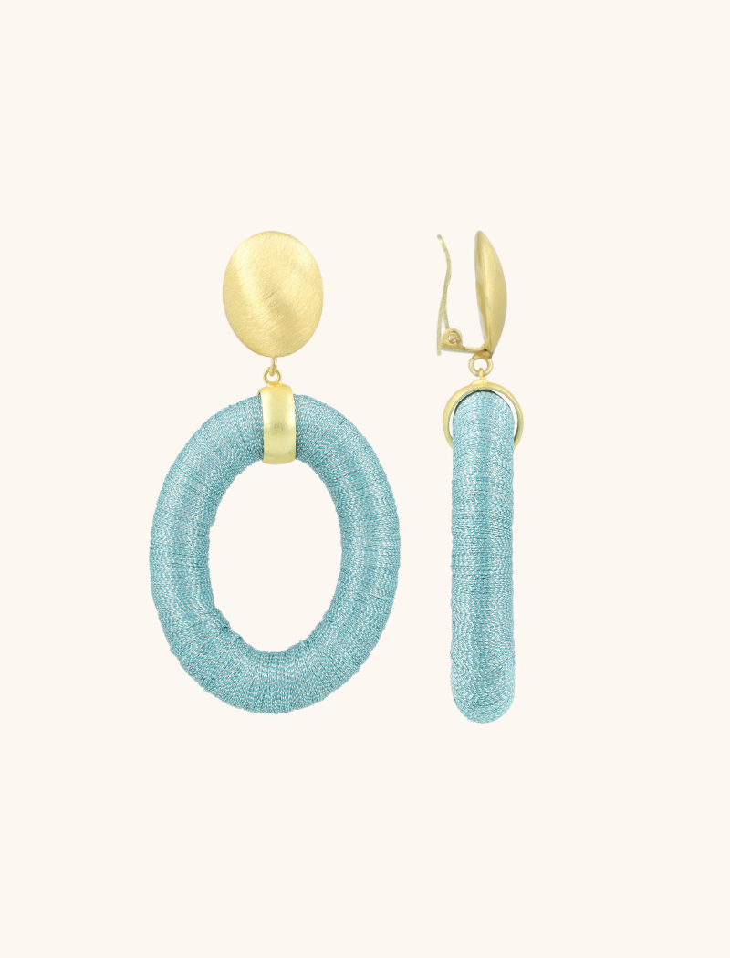 Blaue Ohrringe Faye oval L Clip