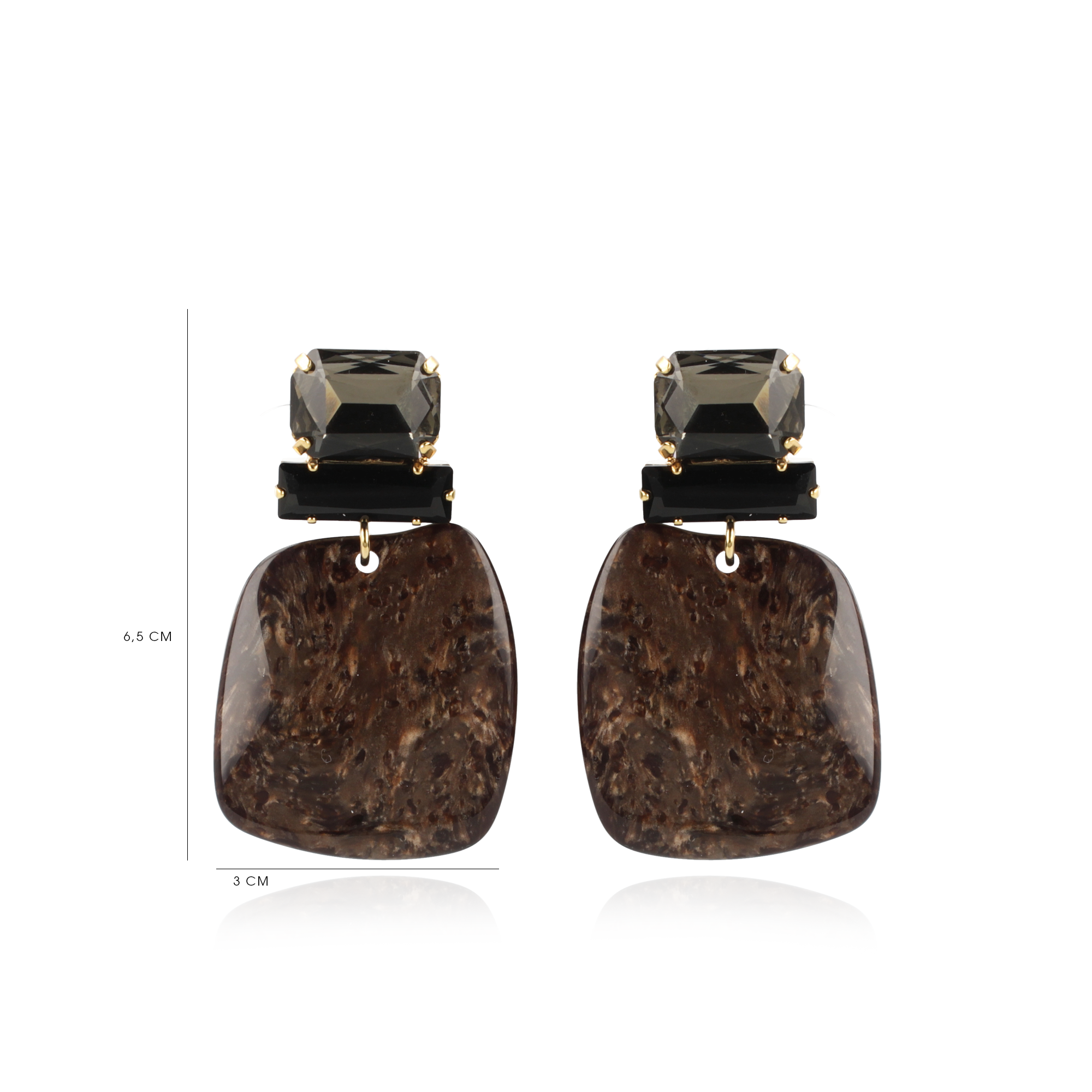 Marble Bruin Oorbellen Square Rock Strass Zwartlott-theme.productDescriptionPage.SEO.byTheBrand
