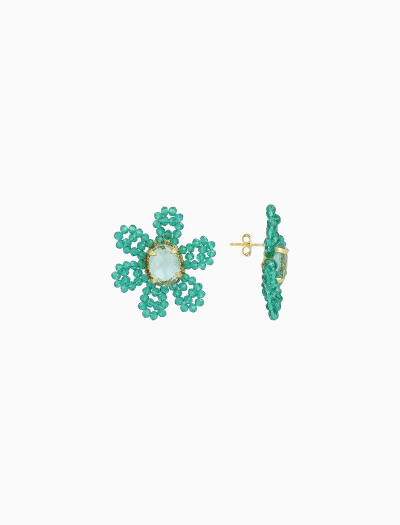 Turquoise Earrings Madelief Blooming Flower M