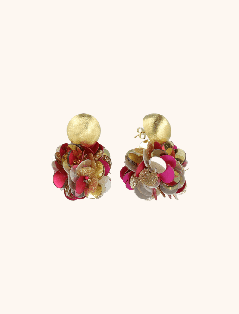 Sequin Earrings Metallic Fuchsia Laure Globe M