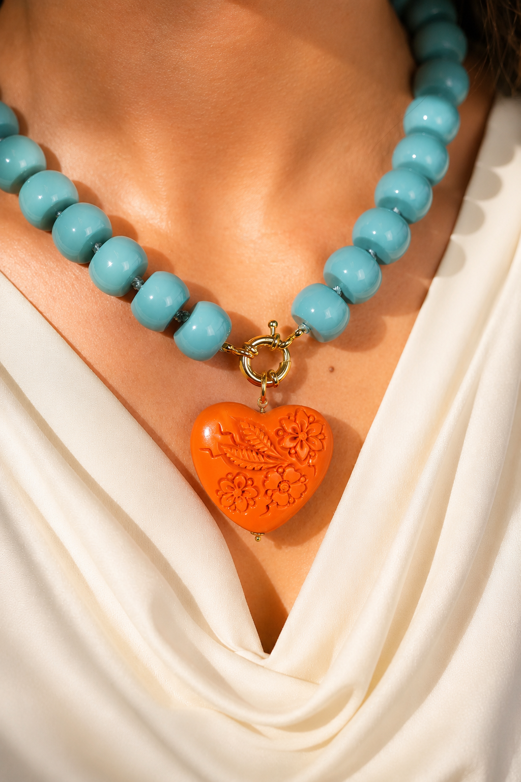 Blauwe Ketting Freya Roundell Stones met Hart