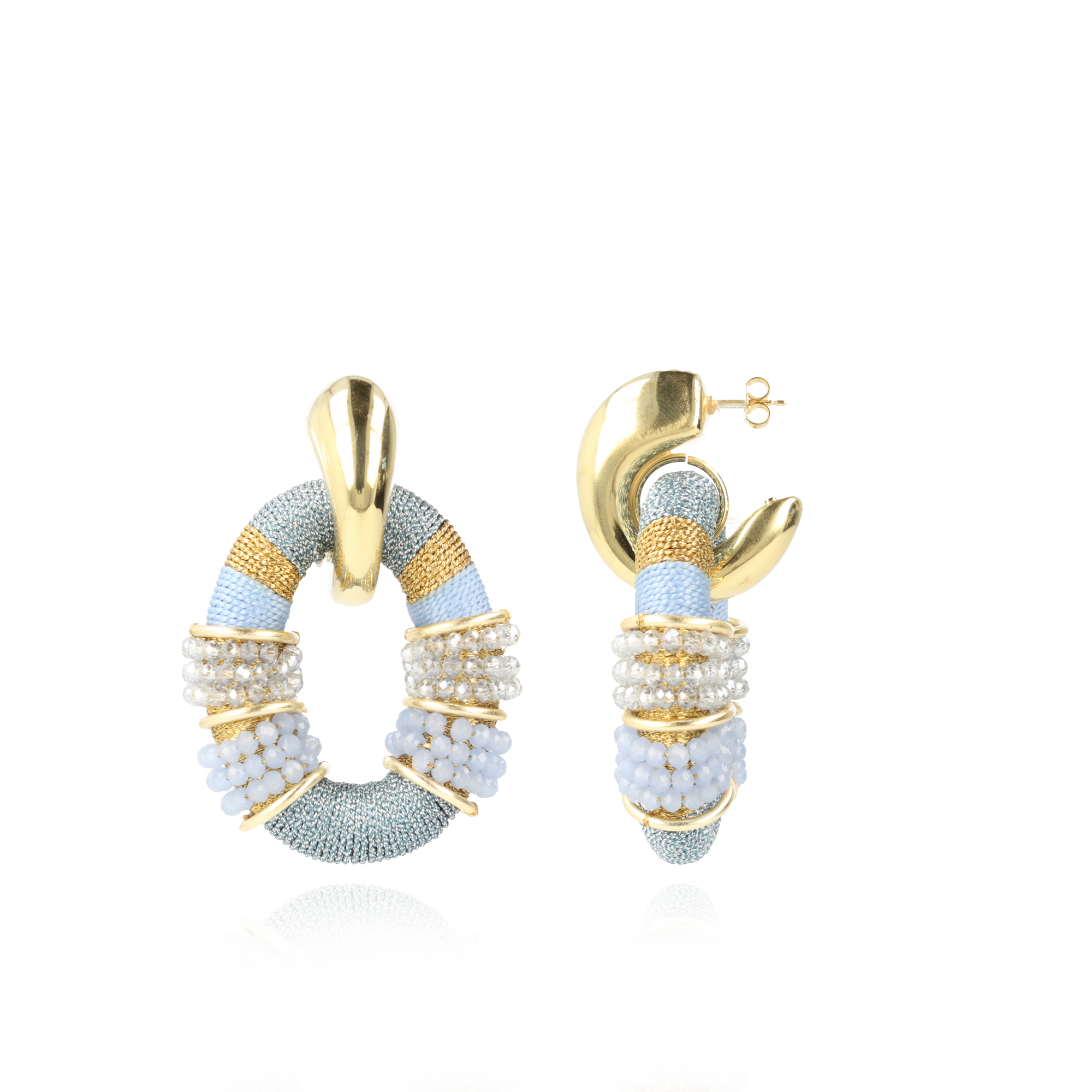 Baby Blue Earrings Elle Glassberry Combi Oval Deluxe L