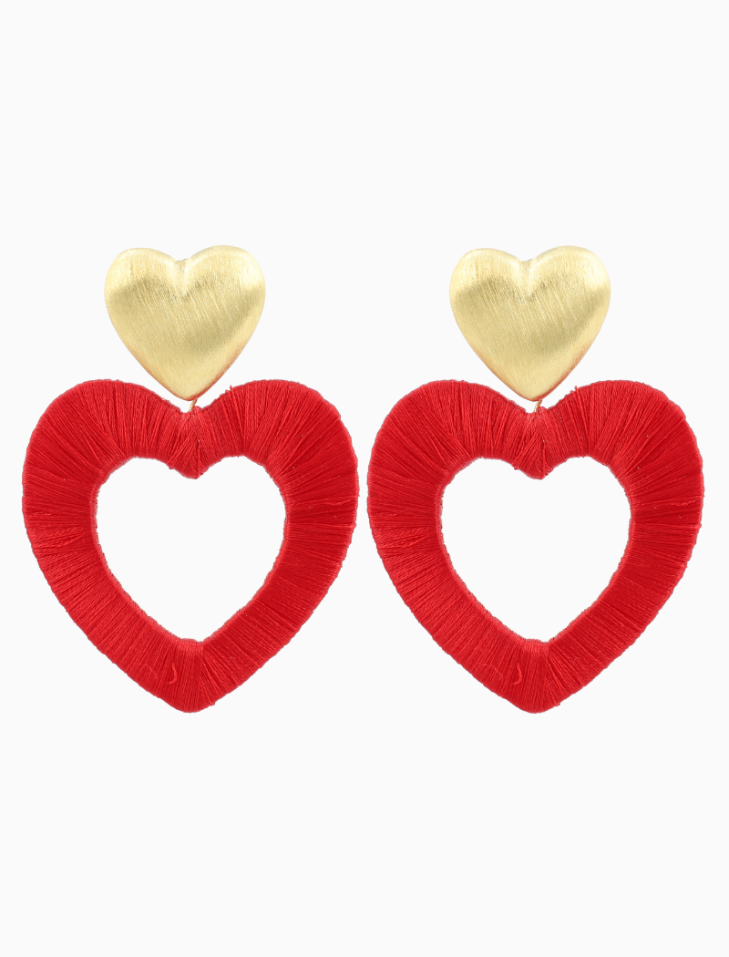 Bright Red Earrings Open Heart L  Ashley