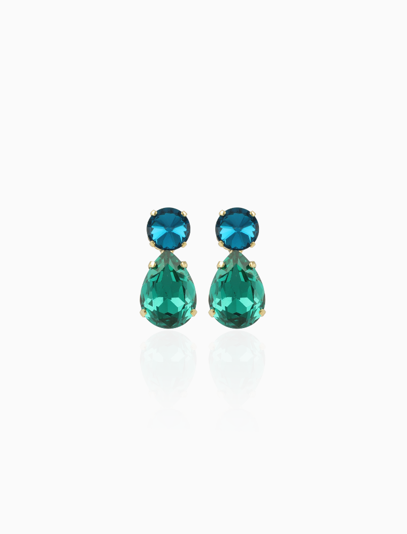 Blauwe/Groene Oorbellen Drop with Earstud M Barbara