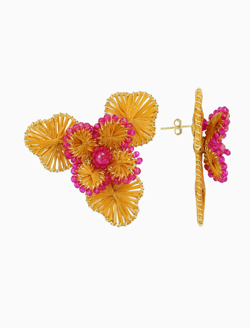 Oranje Oorbellen Aster Flower L