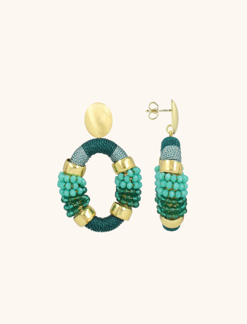 Groene Oorbellen Yara Combi Oval M Premium