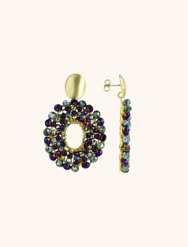 Metallic Green Purple Earrings Mia Oval S