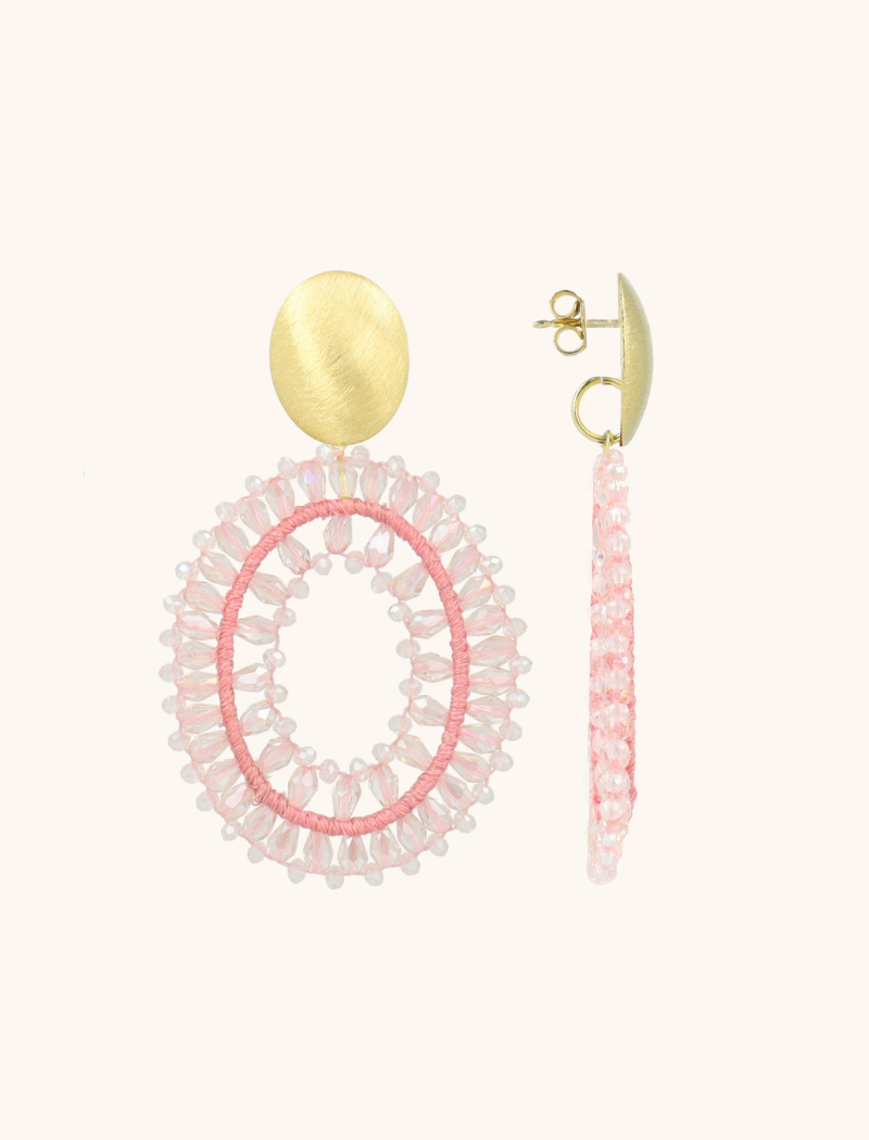 Pink Earrings Noa Oval Double L