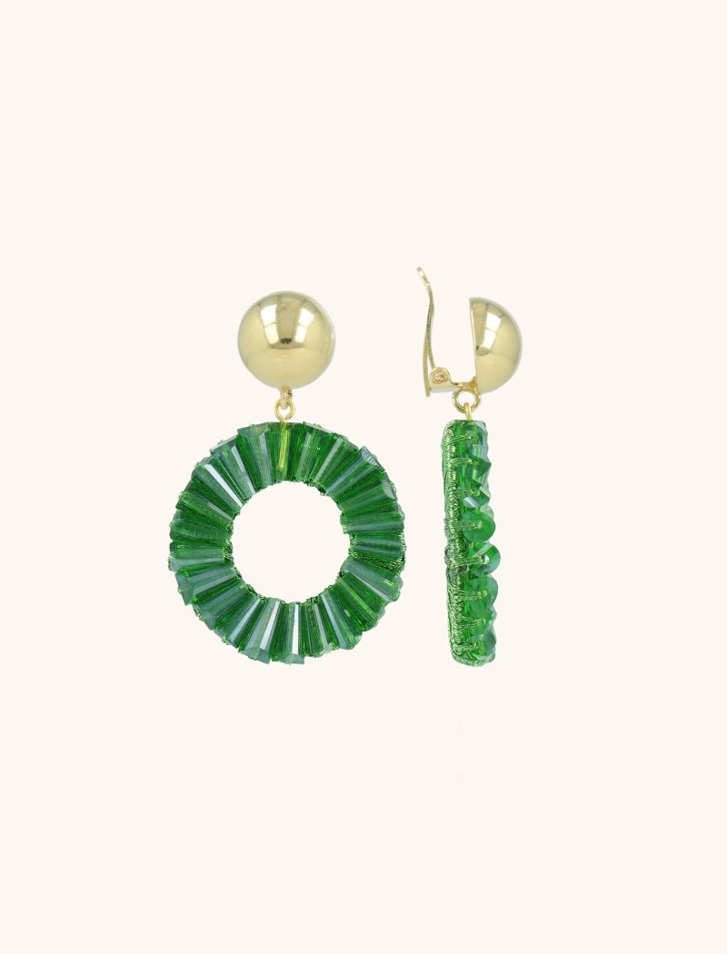 Green Earrings Danee Circle Clip