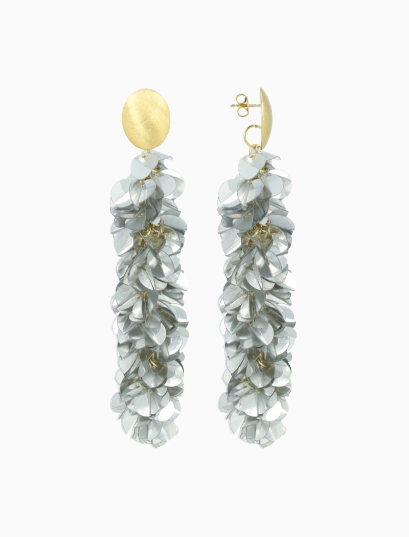 Silberne Pailletten Ohrringe Schlange L