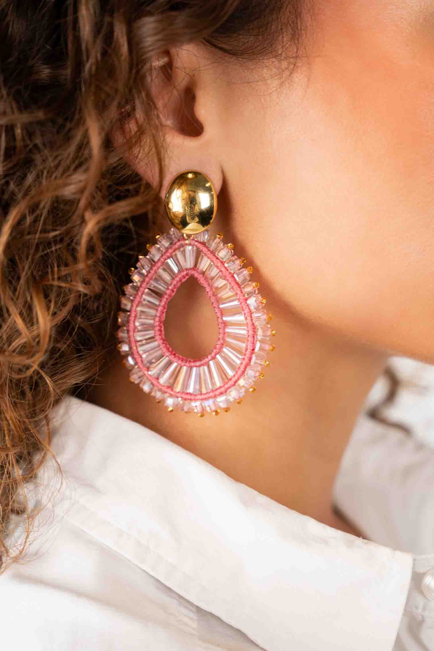 Pink Earrings Maureen Teardrop L