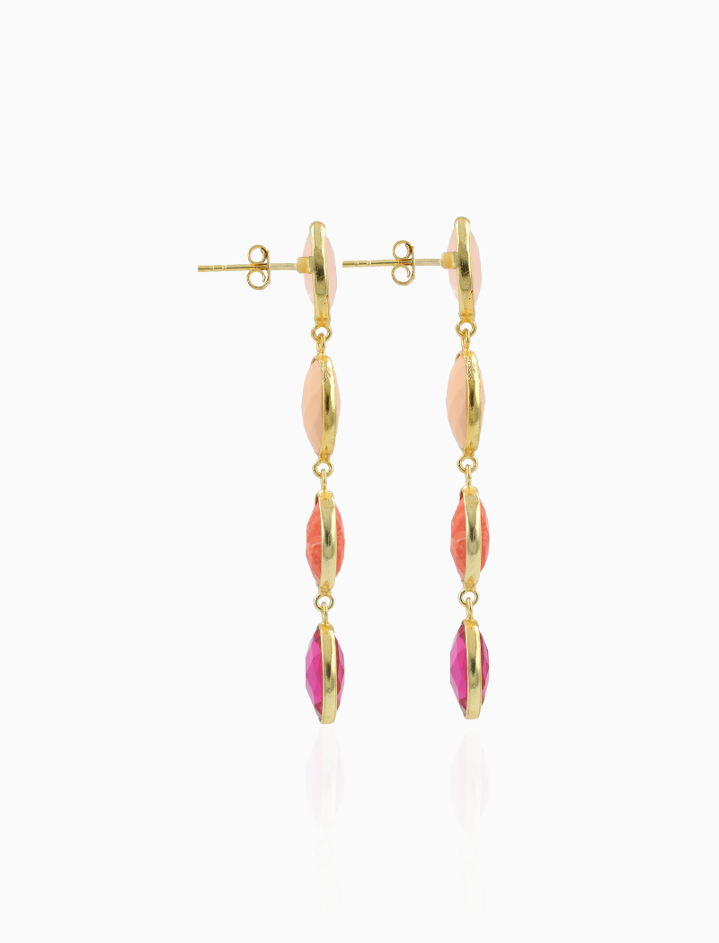 Fuchsia Oorbellen Four Framed Stones with Pin Anya