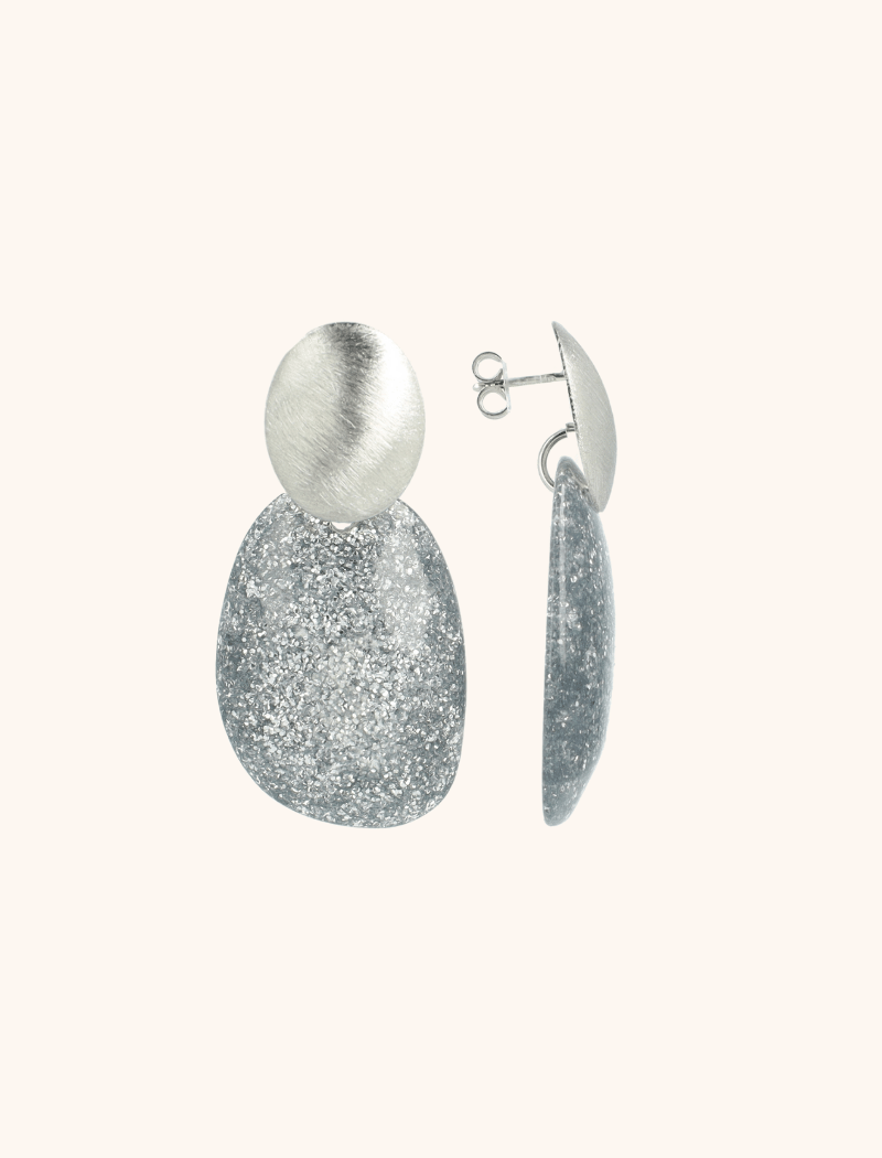 Zilveren Glitter Oorbellen Little Sara Asymetrisch Ovaal Slott-theme.productDescriptionPage.SEO.byTheBrand