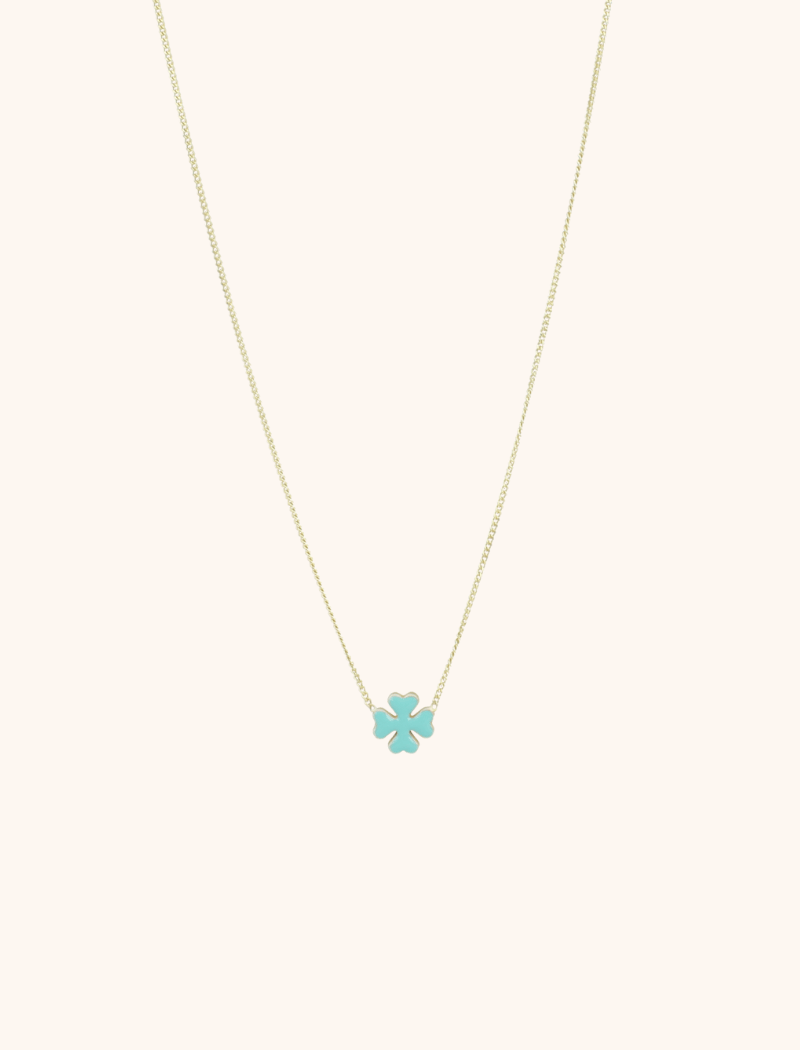 Symbool ketting klaver turquoise
