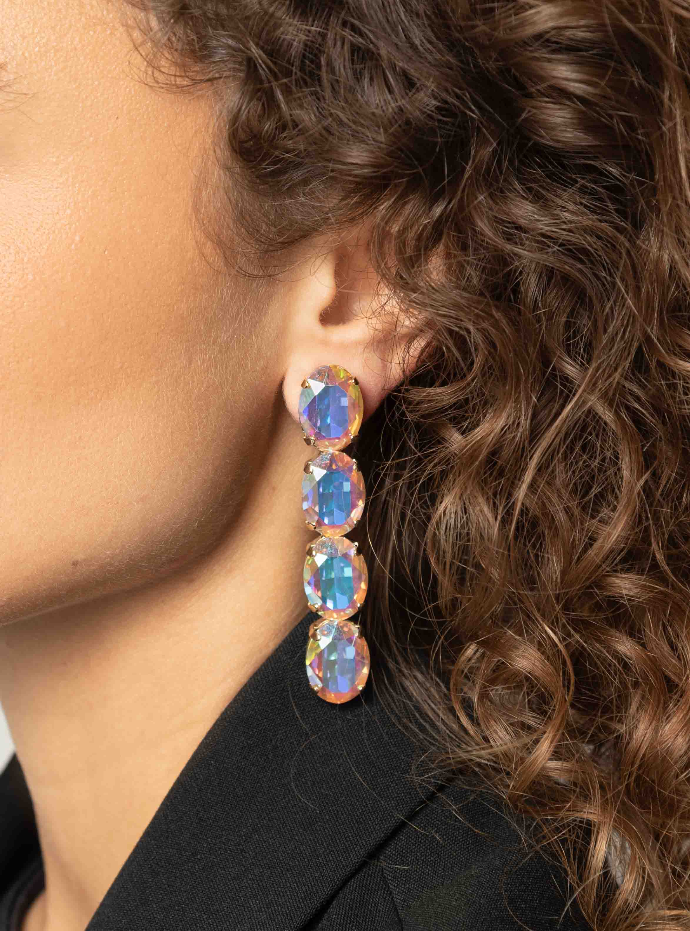 Maudi Earrings Oval Waterfall Four Stones M Holo