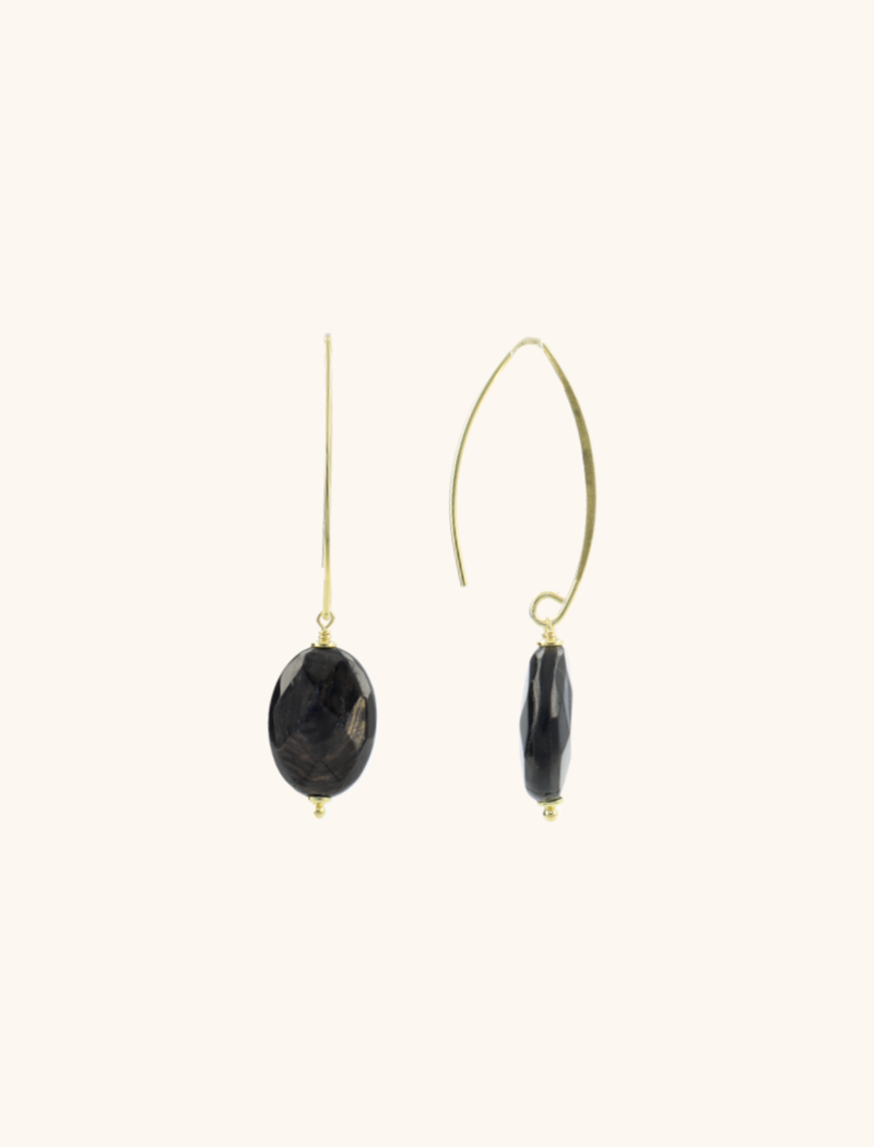 Mix Schwarz/Braune Ohrringe Oval S