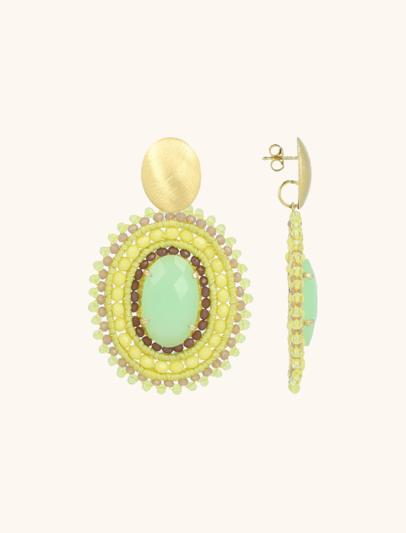 Lemon Mix Earrings Jamie Filled Oval 3 Rings With Stone  