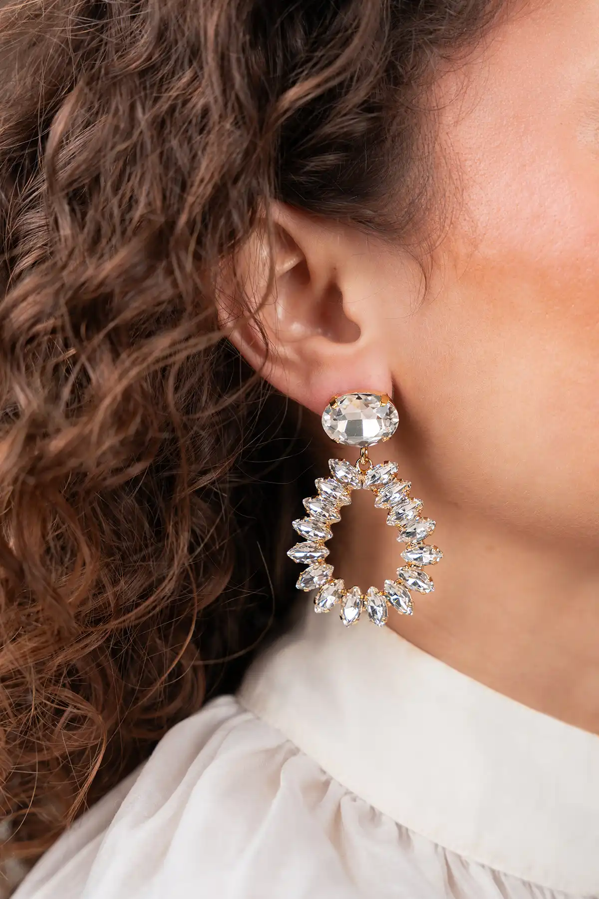 Crystal Earrings Drop Framed Marquis M Hally