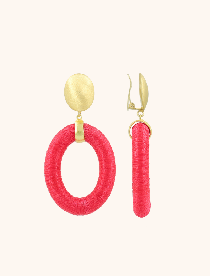 Pink Earrings Faye Oval L Clip 