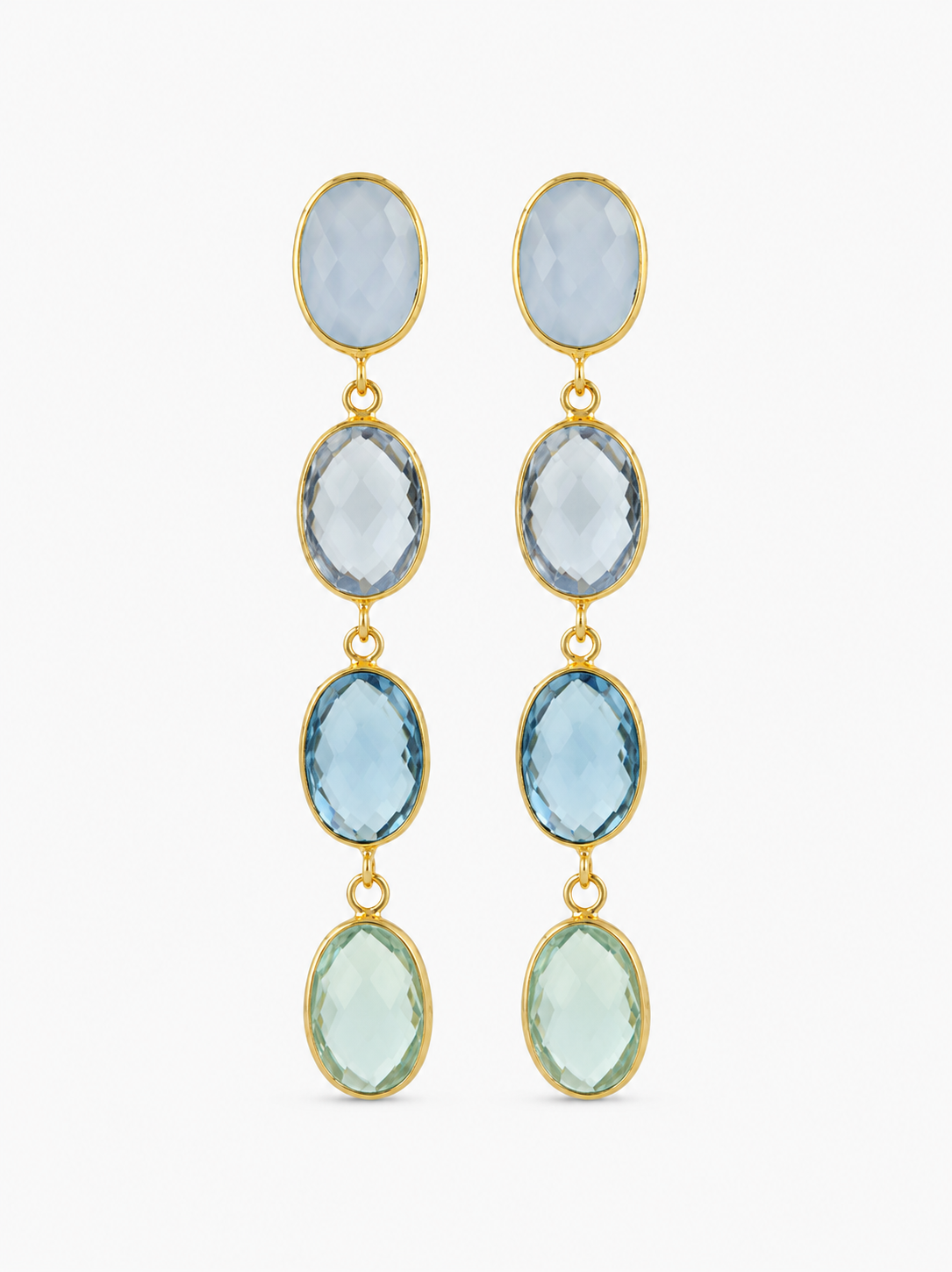 Blauwe Oorbellen Four Framed Stones with Pin Anya