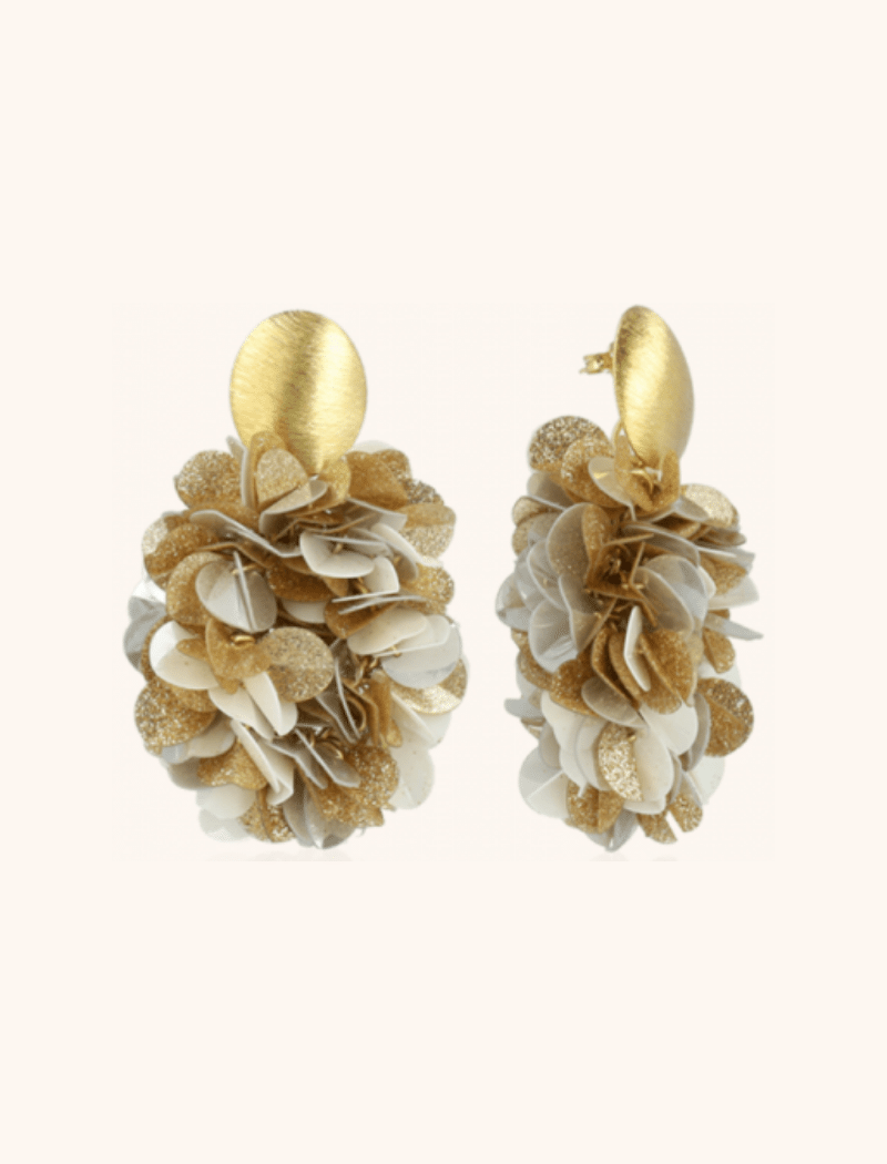 Sequin Earrings Grey Gold Sas Oval