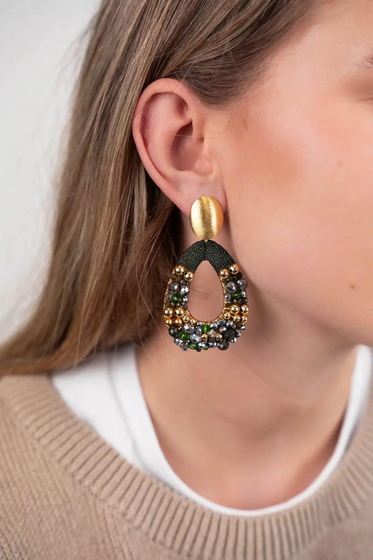 Groene Oorbellen Cis Combi Druppel L