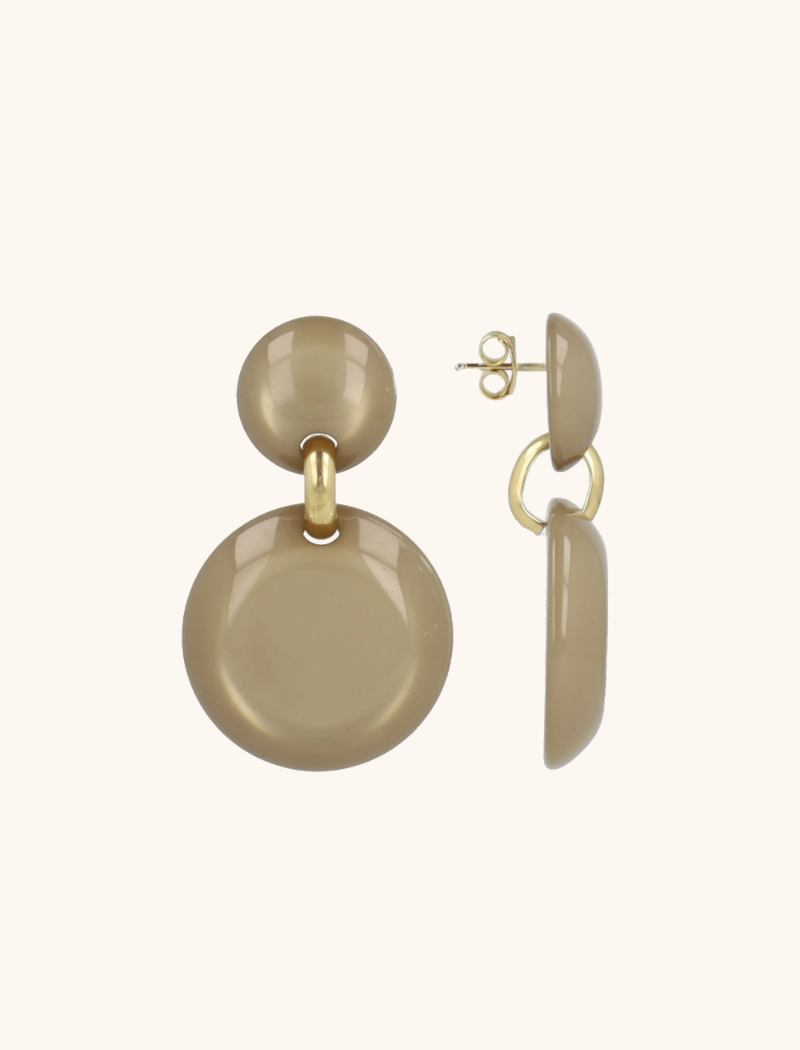 Beige Earrings Xenia Round L