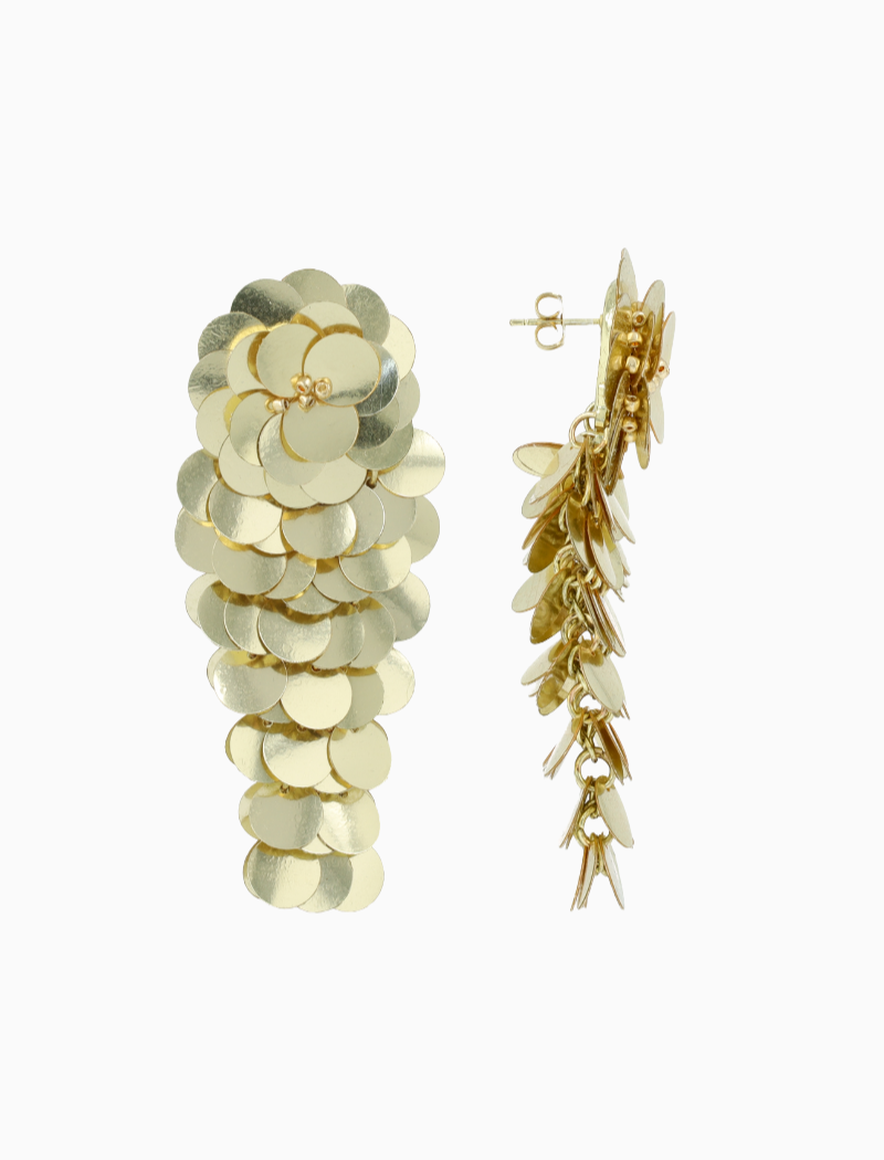 Goldene Pailletten Ohrringe Wasserfall L