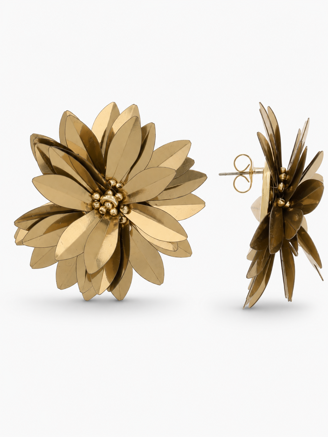 Azaria – Premium Sequin Flower Stud Earrings L – Copper
