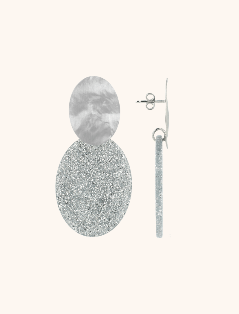 Zilveren Glitter Oorbellen Celia Ovaal Slott-theme.productDescriptionPage.SEO.byTheBrand