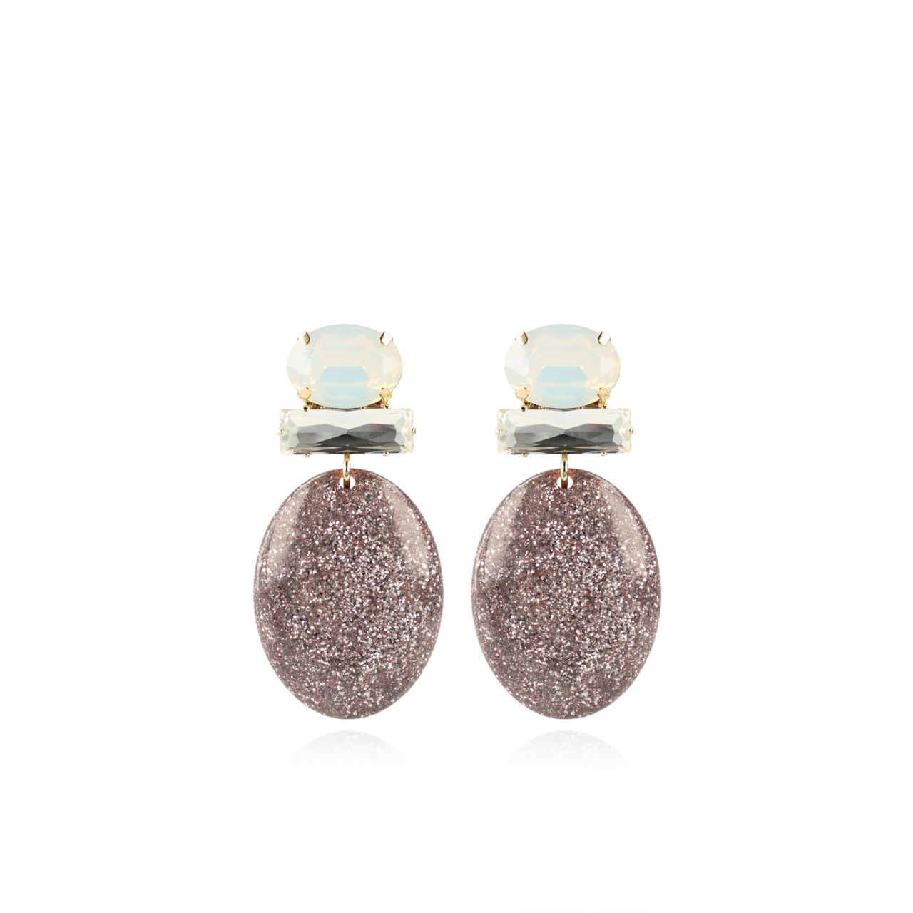 Glitter Lila Oorbellen Sirius Ovaal Strass