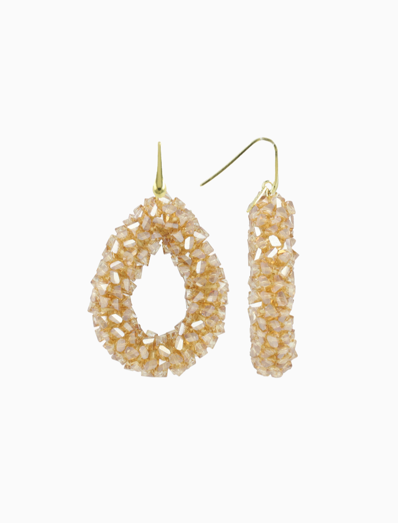 Beige Oorbellen Marieke Drop L Raw