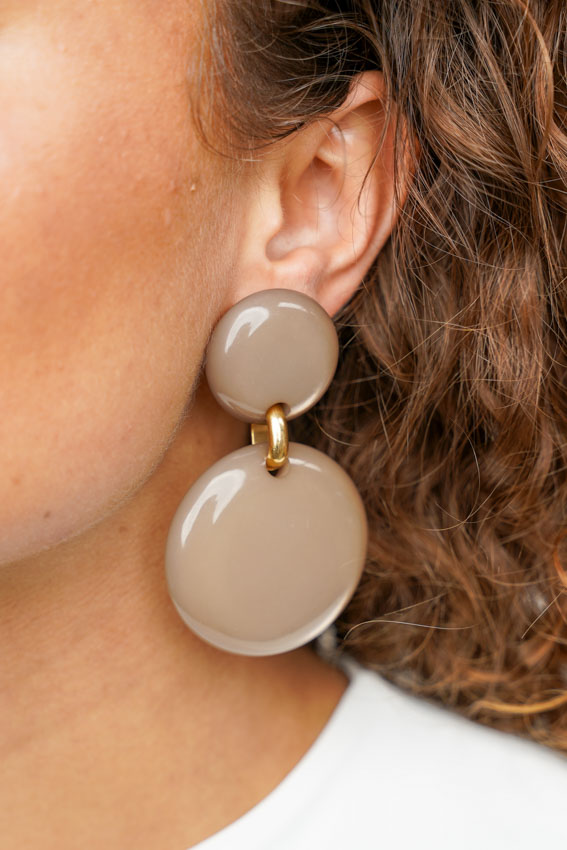 Beige Earrings Xenia Round L