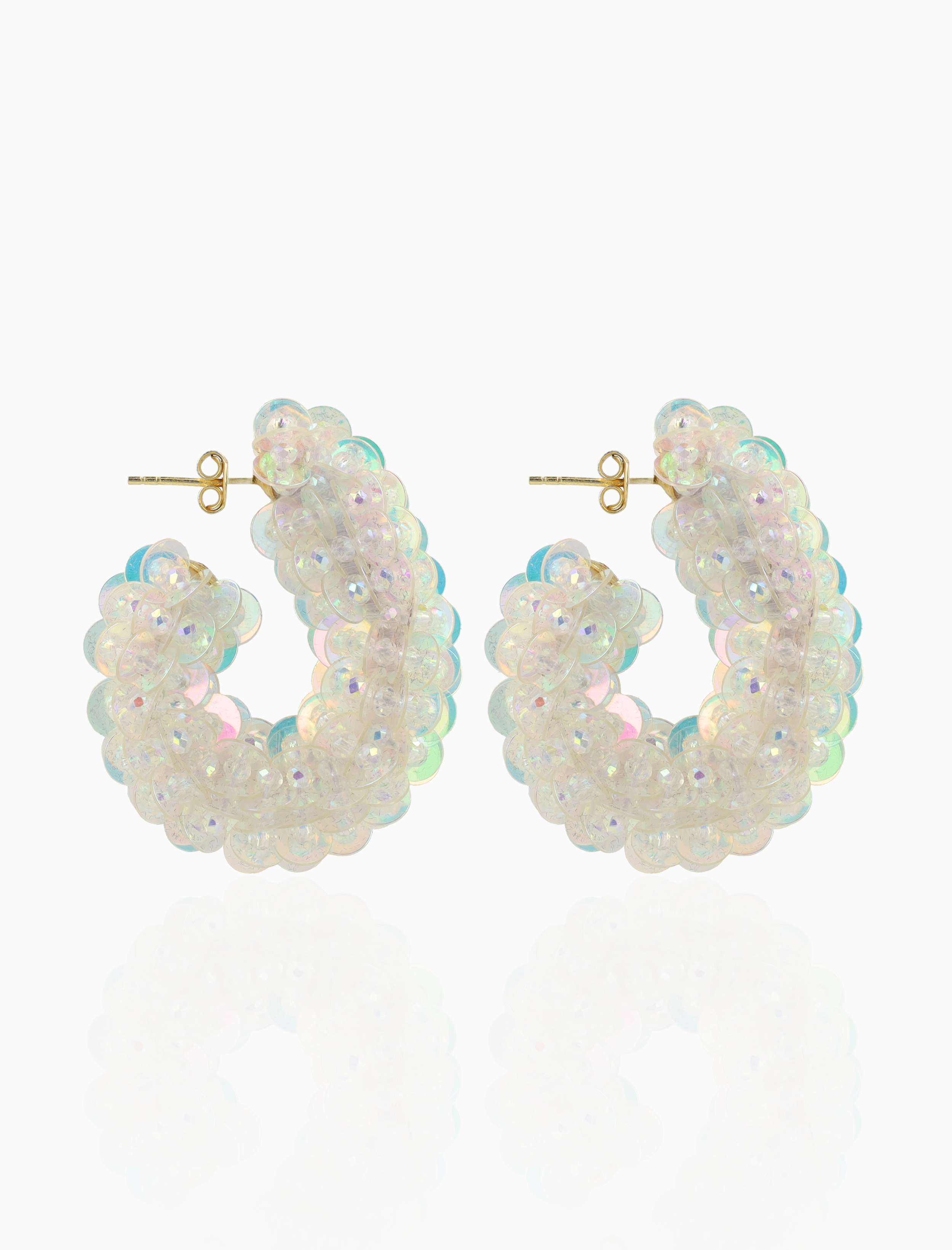 Holographic Earrings Eva Sequin Oval Creole L