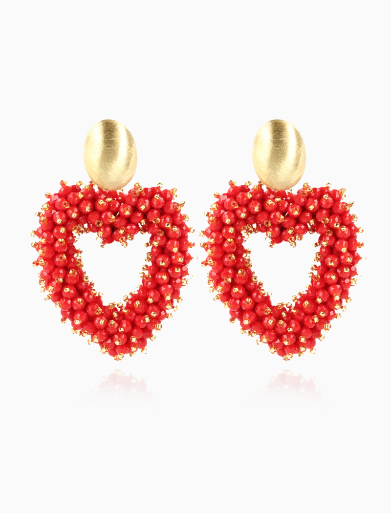 Rode Oorbellen Valentina Hart Brushed Oval Double Stones