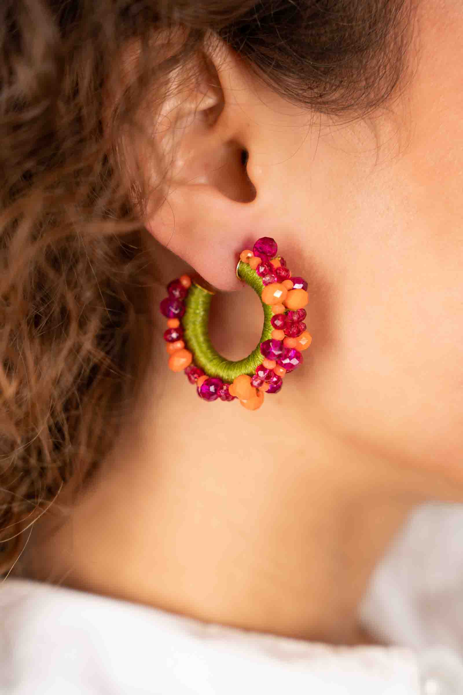 Orange Fuchsia Earrings Brecht Creole S