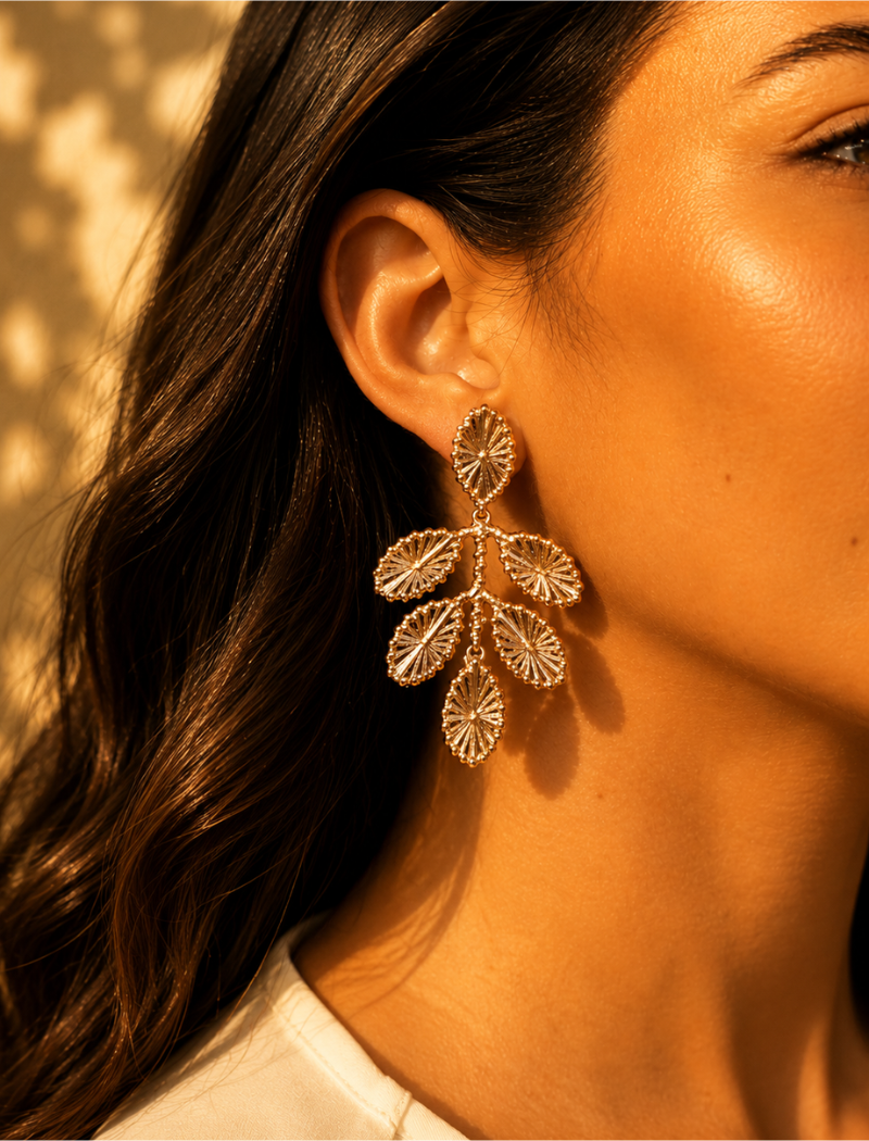 PRE-ORDER - Honey Gouden Oorbellen Beatrice Flower Leafs M