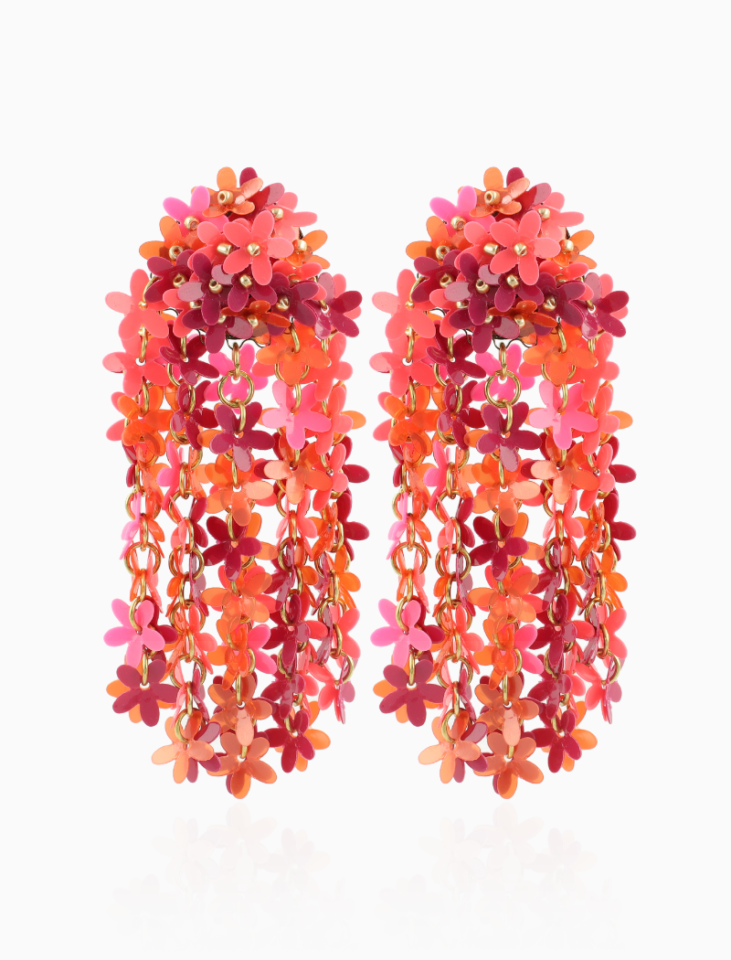 Fuchsia Oorbellen Sequin Flower Rain  Fleur