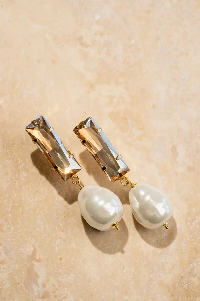 Lilo Earrings Baguette L Shadow Pearl