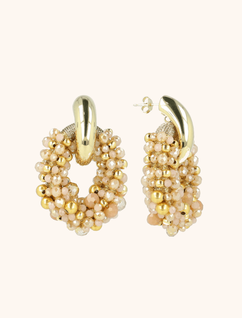 Beige Earrings Ophelia Combi Oval M