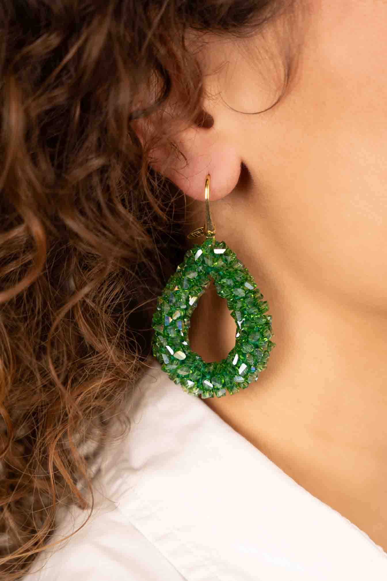 Green Earrings Marieke Drop L Raw