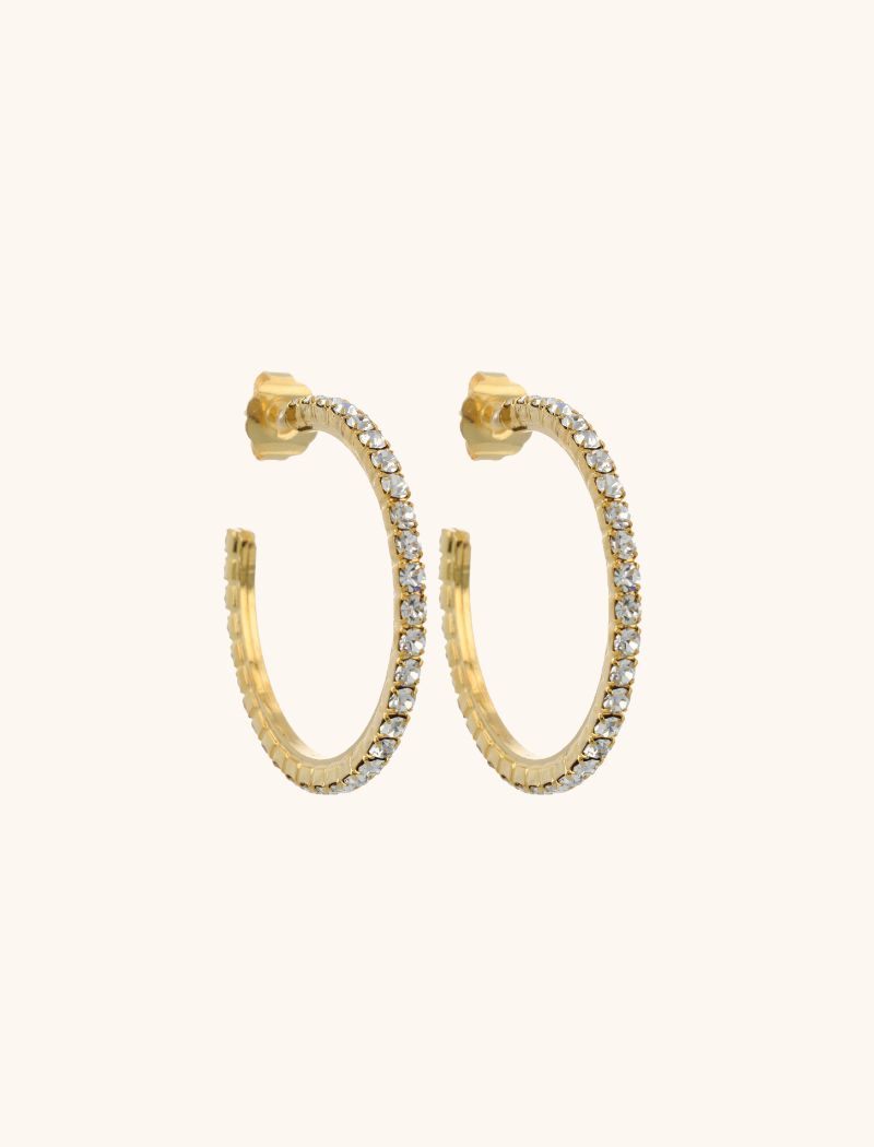 Gouden Oorbellen Tennis Creool Fine Stones L Noor