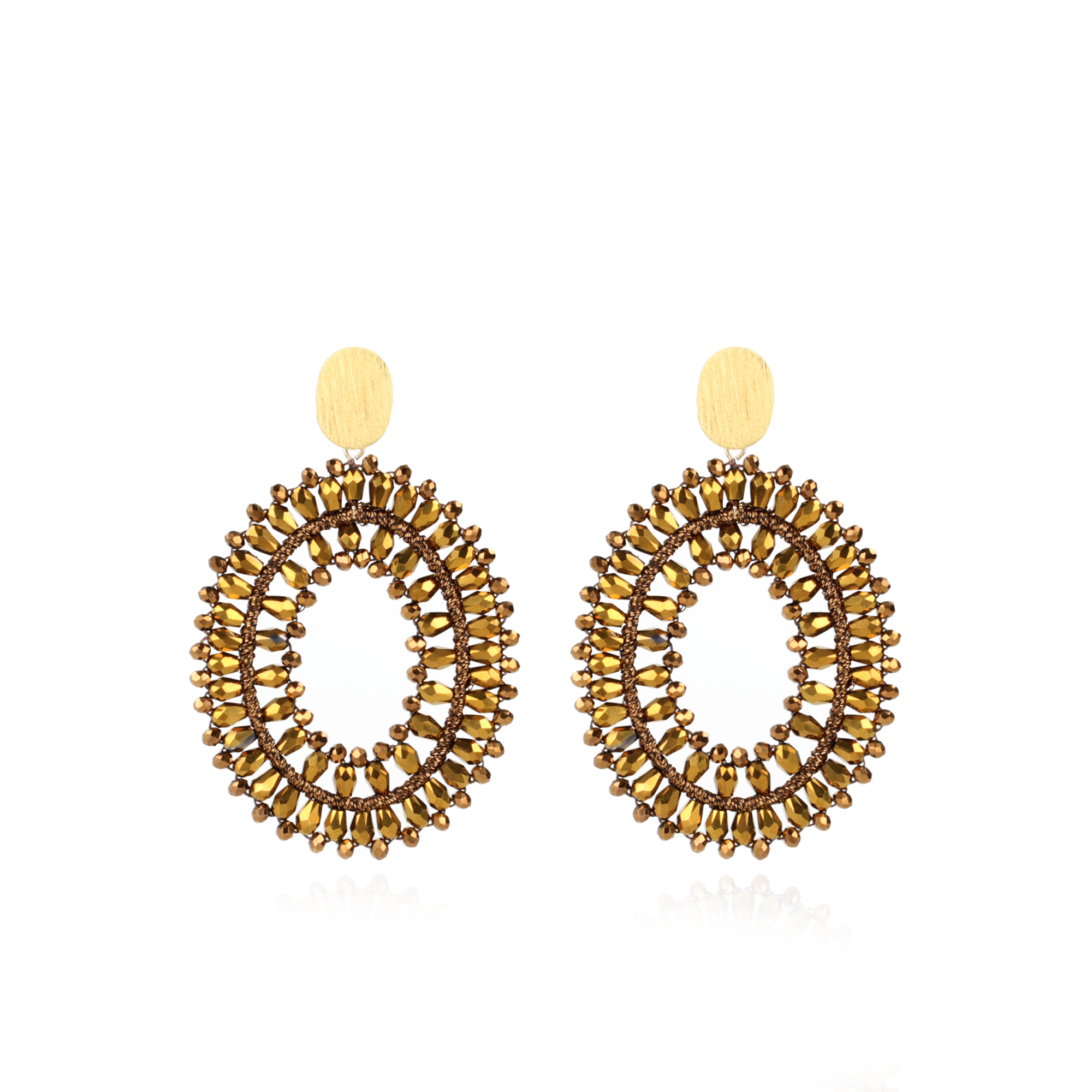 Koper Oorbellen Noa Silk Double Stones