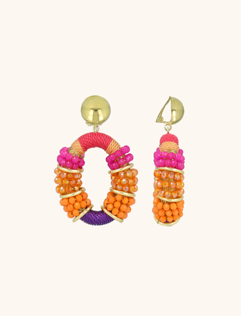 Orange Ohrringe Elle Combi Oval Deluxe M Clip  