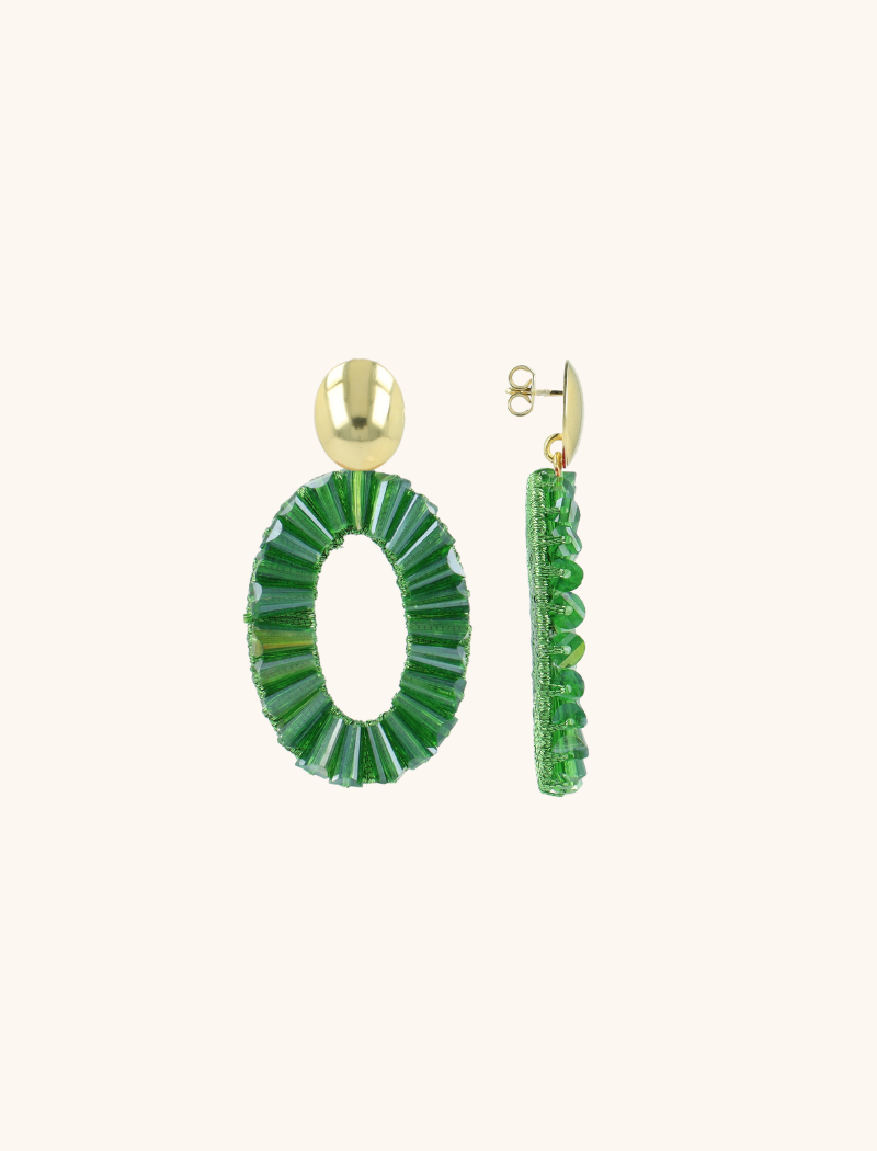 Green Earrings Danee Oval Tube