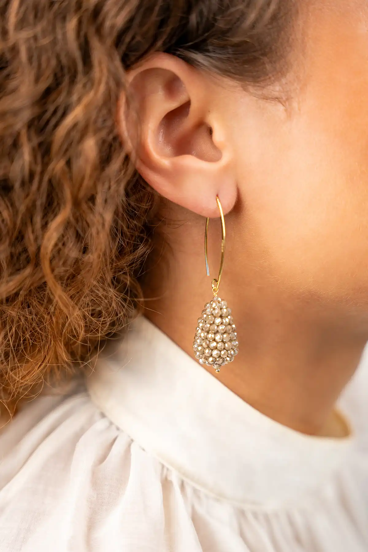 Metallic Taupe Earrings Amy Cone XS