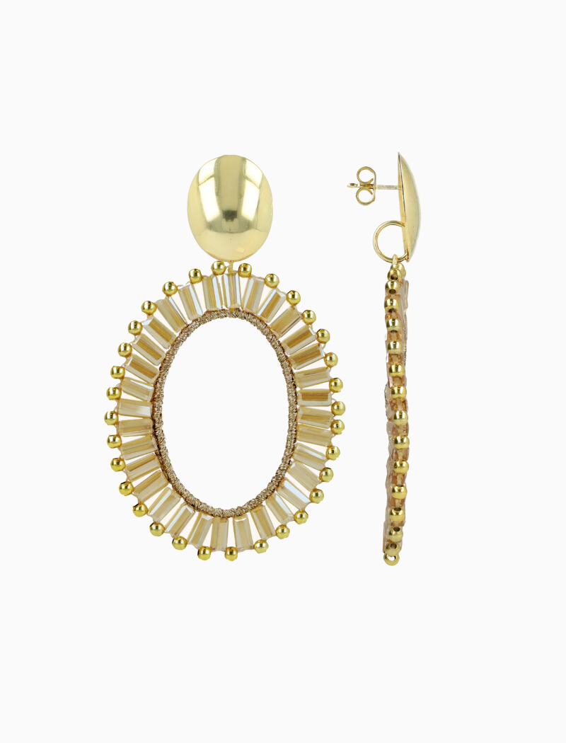 Bruine oorbellen Naomi ovaal L