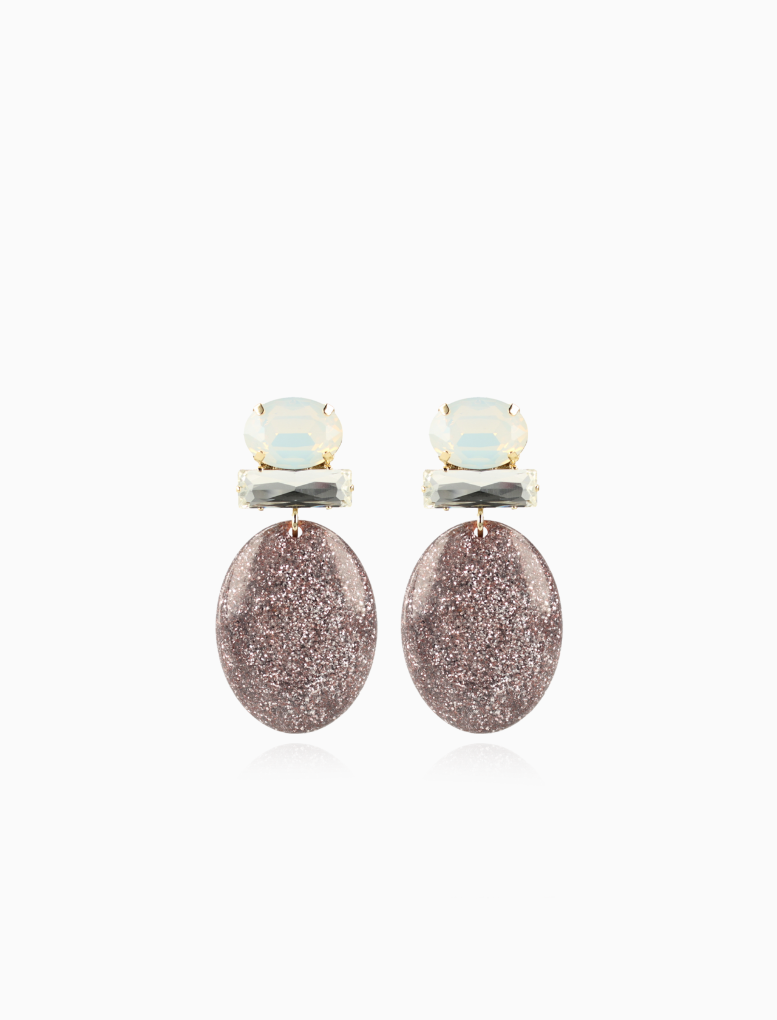 Glitter Lila Oorbellen Sirius Ovaal Strass